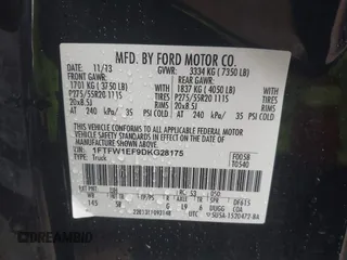 2013 Ford F-150 XL with VIN 1FTFW1EF9DKG28175, listed as a IAAI auction lot 41972138 with 138,848 mi miles and . Bid and sale history available at DreamBid. Image 9.