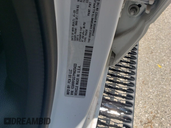 2023 Ram 1500 Tradesman with VIN 1C6RRFGG7PN620433, listed as a IAAI auction lot 42796101 with 48 mi miles and . Bid and sale history available at DreamBid. Image 13.