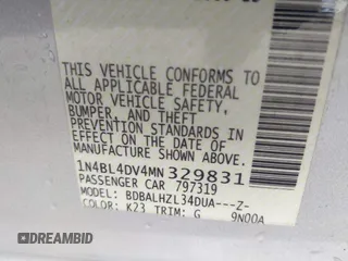 2021 Nissan Altima 2.5 SV with VIN 1N4BL4DV4MN329831, listed as a IAAI auction lot 40790688 with 96,596 mi miles. Bid and sale history available at carsss.com. Image 9.