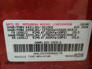 2005 Mitsubishi Outlander LS with VIN JA4LZ31F65U602175, listed as a Copart auction lot 79650004 with 239,367 mi miles and Salvage Title. Bid and sale history available at carsss.com. Image 13.