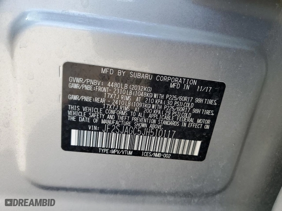 2018 Subaru Forester Premium with VIN JF2SJAGC5JH510117, listed as a Copart auction lot 51970385 with 44,758 mi miles and Salvage Title. Bid and sale history available at carsss.com. Image 15.