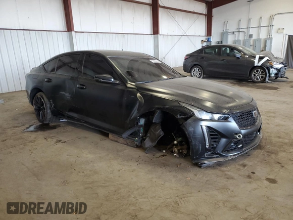 2022 Cadillac CT5-V Blackwing with VIN 1G6D35R67N0810538, listed as a Copart auction lot 77955214 with 18,813 mi miles and Salvage Title. Bid and sale history available at carsss.com. Image 4.
