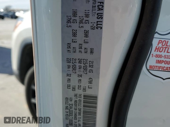 2020 Jeep Compass Trailhawk with VIN 3C4NJDDB3LT189398, listed as a Copart auction lot 88671285 with 75,672 mi miles and Salvage title. Bid and sale history available at DreamBid. Image 12.