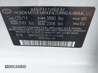 2015 Hyundai Elantra SE с VIN 5NPDH4AE4FH591540, выставлен на аукционе IAAI как лот 41822435 с пробегом 83 083 миль миль и . История ставок и продаж доступна на DreamBid. Изображение 9.