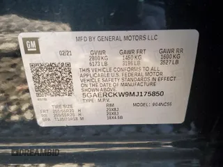 2021 Buick Enclave Premium with VIN 5GAERCKW9MJ175850, listed as a Copart auction lot 45655375 with 71,605 mi miles and Salvage Title. Bid and sale history available at carsss.com. Image 14.