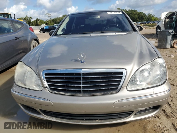 2005 Mercedes-Benz S-Class 4.3L with VIN WDBNG70J55A459057, listed as a Copart auction lot 73747814 with 0 mi miles and Salvage Title. Bid and sale history available at carsss.com. Image 5.
