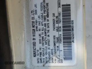 2011 Nissan 370Z Touring z VIN JN1AZ4EH7BM551606, wystawiony jako Copart lot #57173945 z przebiegiem Nie podano mil oraz Szkoda całkowita • Salvage title. Historia ofert i sprzedaży dostępna na DreamBid. Obrazek 12.