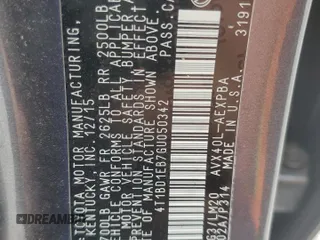 2016 Toyota Avalon XLE Premium z VIN 4T1BD1EB7GU050342, wystawiony jako Copart lot #54259415 z przebiegiem 108 083 mil mil oraz Szkoda całkowita • Salvage title. Historia ofert i sprzedaży dostępna na DreamBid. Obrazek 12.