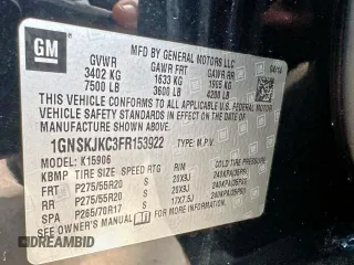 2015 Chevrolet Suburban LT with VIN 1GNSKJKC3FR153922, listed as a Copart auction lot 64337945 with 238,441 mi miles and Clean title. Bid and sale history available at DreamBid. Image 10.