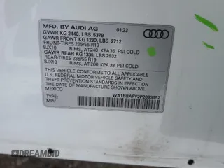 2023 Audi Q5 Premium Plus with VIN WA1BBAFY2P2093652, listed as a Copart auction lot 88666715 with 9,990 mi miles and Salvage title. Bid and sale history available at DreamBid. Image 12.