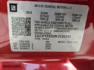 2019 Chevrolet Silverado 1500 LT Trail Boss with VIN 1GCPYFED2KZ132195, listed as a Copart auction lot 48697765 with 104,735 mi miles and Salvage Title. Bid and sale history available at carsss.com. Image 12.