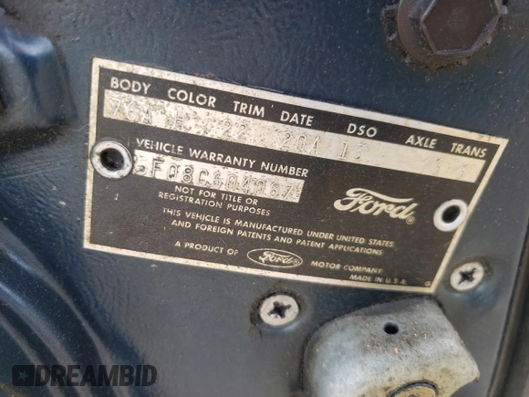 1965 Ford Mustang с VIN 5F08C604067, выставлен на аукционе Copart как лот 62315575 с пробегом 55 164 миль миль и Списание • Salvage title. История ставок и продаж доступна на DreamBid. Изображение 13.