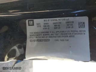 2016 Chevrolet Camaro 1LT with VIN 1G1FB1RS0G0133231, listed as a IAAI auction lot 41810599 with 99,036 mi miles. Bid and sale history available at carsss.com. Image 9.