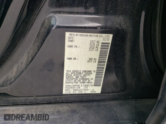 2016 Nissan Altima S with VIN 1N4AL3AP4GC128670, listed as a Copart auction lot 60464825 with 87,595 mi miles and Clean title. Bid and sale history available at DreamBid. Image 12.