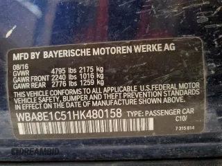 2017 BMW 3 Series 330e iPerformance with VIN WBA8E1C51HK480158, listed as a Copart auction lot 49490625 with 56,270 mi miles and Clean Title. Bid and sale history available at carsss.com. Image 12.