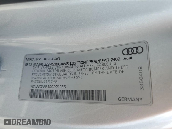 2013 Audi S5 Prestige z VIN WAUVGAFR1DA021286, wystawiony jako Copart lot #47070585 z przebiegiem 108 135 mil mil oraz Szkoda całkowita • Salvage title. Historia ofert i sprzedaży dostępna na DreamBid. Obrazek 12.