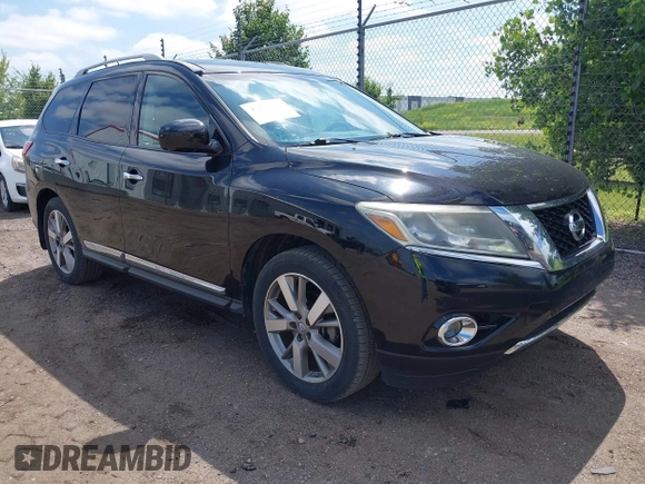 2013 Nissan Pathfinder Platinum with VIN 5N1AR2MN4DC684143, listed as a IAAI auction lot 42628621 with 88,901 mi miles and . Bid and sale history available at DreamBid. Image 1.