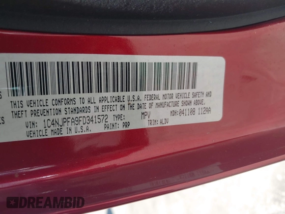 2015 Jeep Patriot High Altitude with VIN 1C4NJPFA9FD341572, listed as a IAAI auction lot 42570960 with 106,264 mi miles and . Bid and sale history available at DreamBid. Image 9.