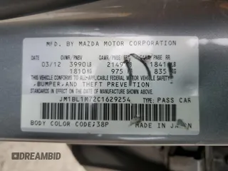 2012 Mazda 3 i Grand Touring with VIN JM1BL1M72C1629254, listed as a Copart auction lot 50743645 with 115,752 mi miles and Salvage Title. Bid and sale history available at DreamBid. Image 12.