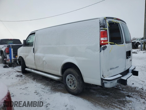 2021 GMC Savana Cargo z VIN 1GTW7AF78M1262297, wystawiony jako Copart lot #41510995 z przebiegiem Nie podano mil oraz Szkoda całkowita • Salvage title. Historia ofert i sprzedaży dostępna na DreamBid. Obrazek 2.