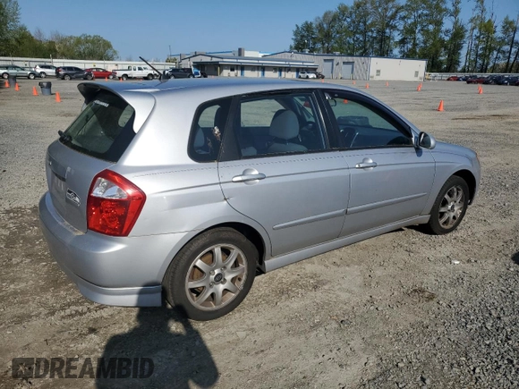 2005 Kia Spectra with VIN KNAFE161355121968, listed as a Copart auction lot 54621465 with 221,951 mi miles and Clean Title. Bid and sale history available at carsss.com. Image 3.