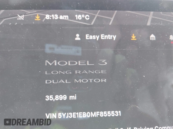 2021 Tesla Model 3 Long Range z VIN 5YJ3E1EB0MF855531, wystawiony jako IAAI lot #42079034 z przebiegiem 35 899 mil mil oraz . Historia ofert i sprzedaży dostępna na DreamBid. Obrazek 16.