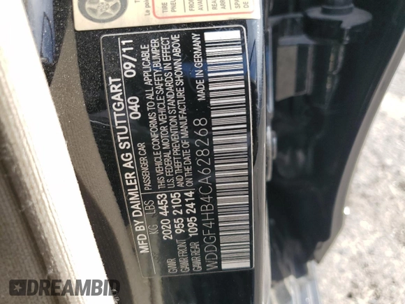 2012 Mercedes-Benz C 250 Sport with VIN WDDGF4HB4CA628268, listed as a Copart auction lot 51702505 with 148,387 mi miles and Salvage Title. Bid and sale history available at DreamBid. Image 12.