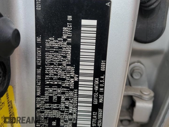 2012 Toyota Venza LE with VIN 4T3BK3BB1CU069444, listed as a Copart auction lot 53296795 with 191,452 mi miles and Salvage title. Bid and sale history available at DreamBid. Image 13.