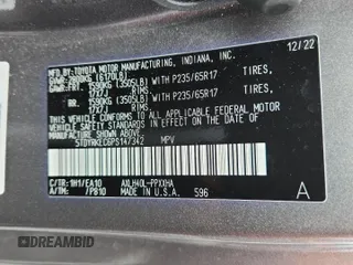 2023 Toyota Sienna XLE с VIN 5TDYRKEC6PS147342, выставлен на аукционе Copart как лот 58833745 с пробегом 20 299 миль миль и Списание • Salvage title. История ставок и продаж доступна на DreamBid. Изображение 13.