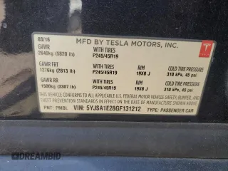 2016 Tesla Model S 90D with VIN 5YJSA1E28GF131212, listed as a Copart auction lot 54176705 with 97,373 mi miles and Salvage Title. Bid and sale history available at DreamBid. Image 13.