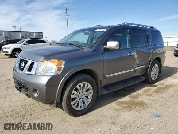 2015 Nissan Armada Platinum z VIN 5N1BA0NE4FN609366, wystawiony jako Copart lot #48256155 z przebiegiem 125 468 mil mil oraz Szkoda całkowita • Salvage title. Historia ofert i sprzedaży dostępna na DreamBid. Obrazek 1.