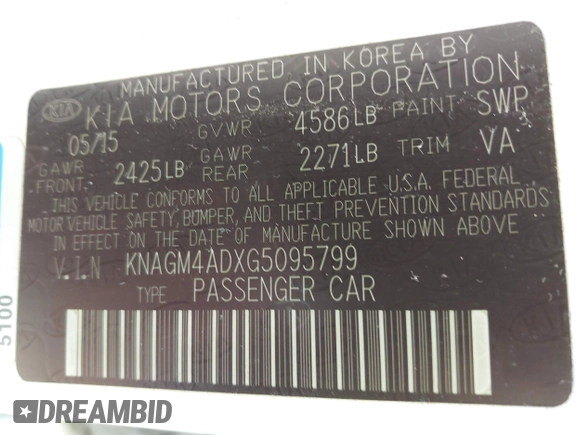 2016 Kia Optima z VIN KNAGM4ADXG5095799, wystawiony jako IAAI lot #42107487 z przebiegiem 112 831 mil mil oraz . Historia ofert i sprzedaży dostępna na DreamBid. Obrazek 9.