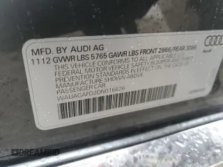 2013 Audi A8 3.0L with VIN WAUAGAFD2DN016626, listed as a Copart auction lot 51662665 with 73,741 mi miles and Salvage title. Bid and sale history available at DreamBid. Image 13.