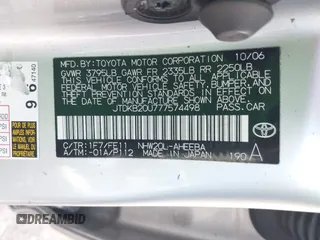 2007 Toyota Prius with VIN JTDKB20U777574498, listed as a IAAI auction lot 42204912 with 302,866 mi miles and . Bid and sale history available at DreamBid. Image 9.