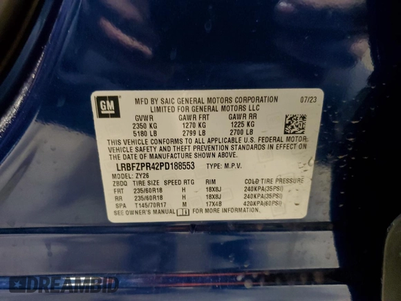 2023 Buick Envision Essence with VIN LRBFZPR42PD188553, listed as a Copart auction lot 49478065 with 9,879 mi miles and Salvage Title. Bid and sale history available at carsss.com. Image 13.