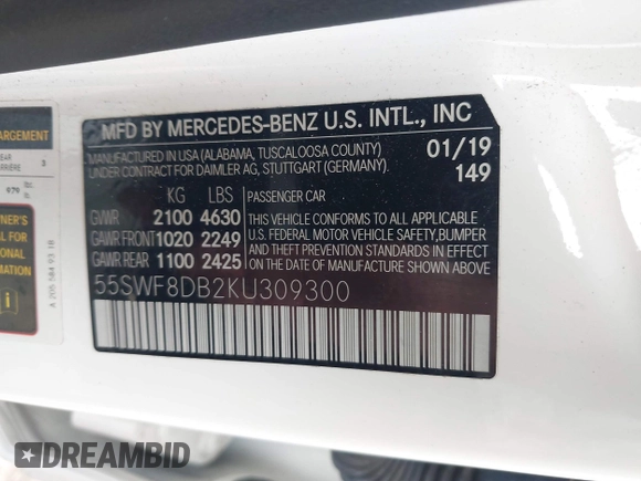 2019 Mercedes-Benz C 300 с VIN 55SWF8DB2KU309300, выставлен на аукционе IAAI как лот 41894814 с пробегом 50 745 миль миль и . История ставок и продаж доступна на DreamBid. Изображение 9.