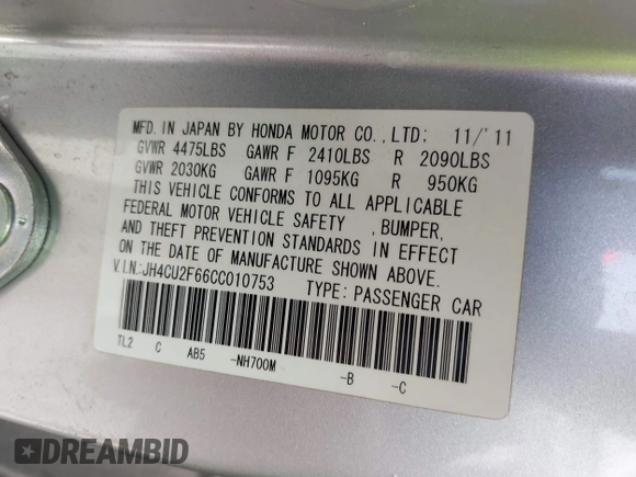 2012 Acura TSX Technology z VIN JH4CU2F66CC010753, wystawiony jako IAAI lot #42445466 z przebiegiem 166 019 mil mil oraz . Historia ofert i sprzedaży dostępna na DreamBid. Obrazek 9.