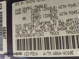 2016 Toyota Tacoma SR with VIN 5TFRX5GN0GX071363, listed as a IAAI auction lot 41258157 with 150,930 mi miles and . Bid and sale history available at DreamBid. Image 9.