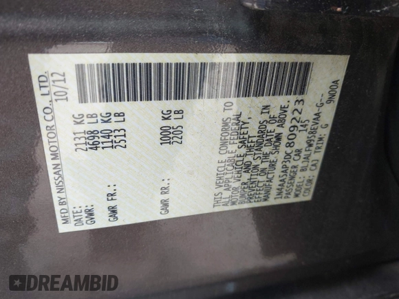 2013 Nissan Maxima S z VIN 1N4AA5AP3DC809223, wystawiony jako IAAI lot #42329297 z przebiegiem 141 008 mil mil oraz . Historia ofert i sprzedaży dostępna na DreamBid. Obrazek 9.