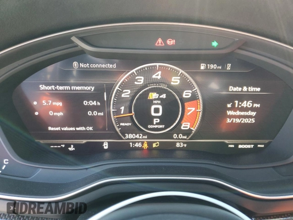 2019 Audi S4 Premium Plus z VIN WAUB4AF40KA054826, wystawiony jako Copart lot #49733525 z przebiegiem 38 042 mil mil oraz Szkody całkowita. Historia ofert i sprzedaży dostępna na DreamBid. Obrazek 9.
