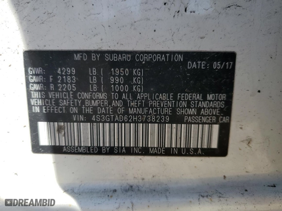 2017 Subaru Impreza Premium with VIN 4S3GTAD62H3738239, listed as a Copart auction lot 51545325 with NaN miles and Salvage Title. Bid and sale history available at carsss.com. Image 14.