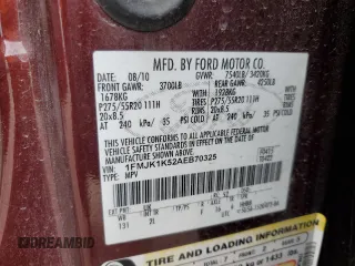 2010 Ford Expedition Max Limited z VIN 1FMJK1K52AEB70325, wystawiony jako Copart lot #55571755 z przebiegiem 199 231 mil mil oraz Szkoda całkowita • Salvage title. Historia ofert i sprzedaży dostępna na DreamBid. Obrazek 13.