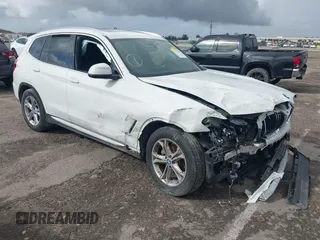 2020 BMW X3 sDrive30i with VIN 5UXTY3C01LLU71563, listed as a IAAI auction lot 41127189 with 1 mi miles. Bid and sale history available at carsss.com. Image 1.
