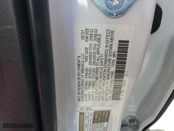 2021 Acura RDX w/A-Spec Package with VIN 5J8TC1H60ML015168, listed as a Copart auction lot 44154815 with 44,950 mi miles and Salvage Title. Bid and sale history available at carsss.com. Image 13.