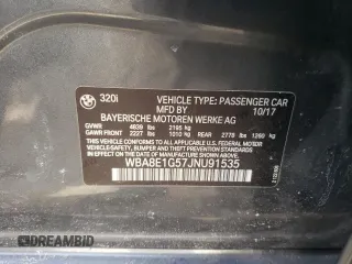 2018 BMW 3 Series 320i with VIN WBA8E1G57JNU91535, listed as a Copart auction lot 41772685 with 95,933 mi miles and Salvage Title. Bid and sale history available at carsss.com. Image 12.