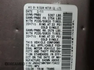 2011 Nissan Murano S with VIN JN8AZ1MW7BW173422, listed as a Copart auction lot 53913575 with 181,597 mi miles and Salvage Title. Bid and sale history available at DreamBid. Image 14.