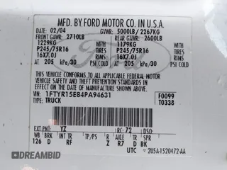 2004 Ford Ranger XL Fleet with VIN 1FTYR15E84PA94631, listed as a IAAI auction lot 42511100 with 229,926 mi miles and . Bid and sale history available at DreamBid. Image 9.