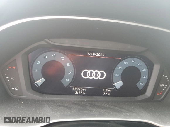 2020 Audi Q3 Premium with VIN WA1AECF35L1088335, listed as a Copart auction lot 65602815 with 53,926 mi miles and Salvage title. Bid and sale history available at DreamBid. Image 9.