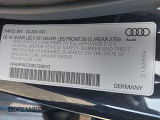 2016 Audi A6 2.0T Premium with VIN WAUFFAFC5GN199203, listed as a IAAI auction lot 41150658 with 181,176 mi miles. Bid and sale history available at carsss.com. Image 9.