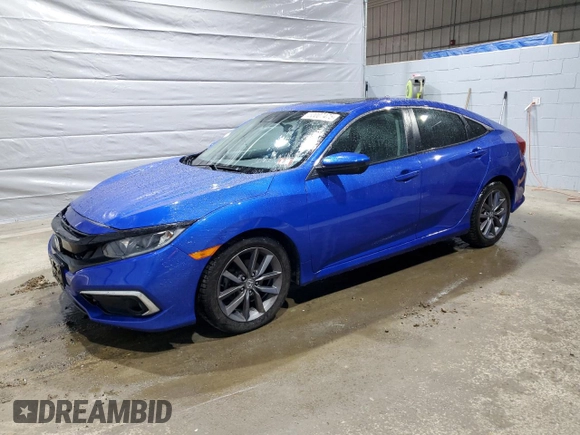 2021 Honda Civic Sedan EX with VIN 19XFC1F35ME004468, listed as a Copart auction lot 50007475 with 52,777 mi miles and Salvage Title. Bid and sale history available at carsss.com. Image 1.